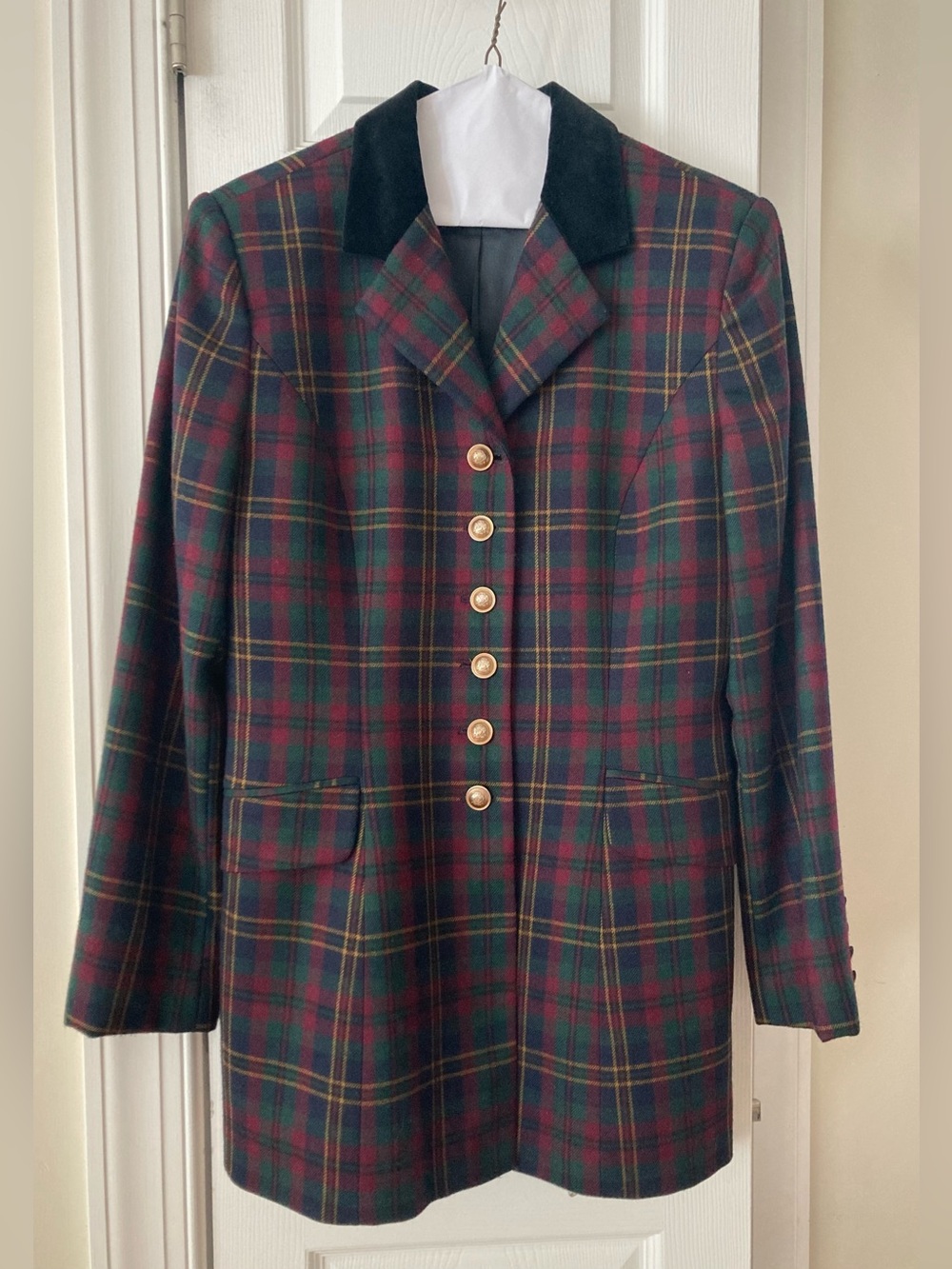 Vintage 90s Lauren Ralph Lauren Tartan Wool Blazer - size 8